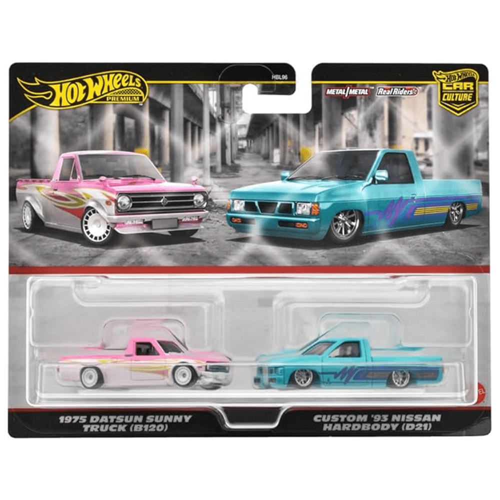 Hot Wheels - 1975 Datsun Sunny Truck (B120) & Custom '93 Nissan