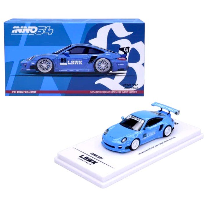 Inno64 リバティーウォーク PORSCHE LBWK INNO64 - Porsche 911 (997) LBWK - Light Blue *Canadian Diecast