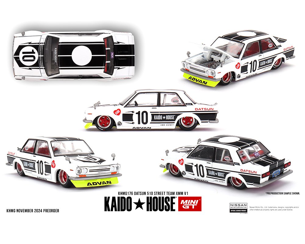 Kaido House x Mini GT - Datsun 510 Street Team XMM V1 - White