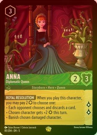 Lorcana - Anna (Diplomatic Queen) - 85/204 - Legendary (Foil) - Shimme Top Collectibles Lorcana - Anna (Diplomatic Queen) - 85/204 - Legendary (Foil) - Shimme Top Collectibles