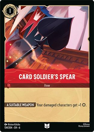 Lorcana - Card Soldier's Spear - 134/204 - Uncommon - Azurite Sea Top Collectibles Lorcana - Card Soldier's Spear - 134/204 - Uncommon - Azurite Sea Top Collectibles