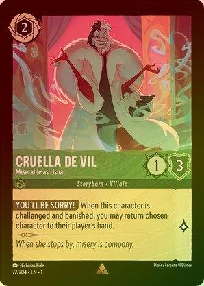 Lorcana - Cruella de Vil (Miserable as Usual) - 72/204 - Rare (Foil)