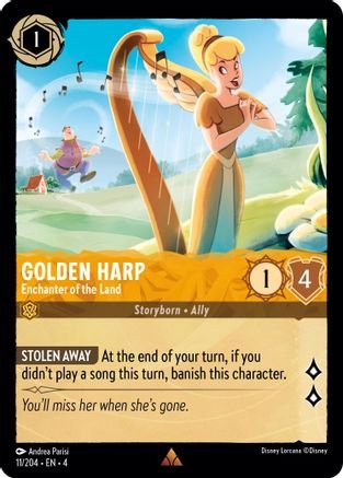 lorcana land cards Lorcana - Golden Harp (Enchanter of the Land) - 11/204 - Rare