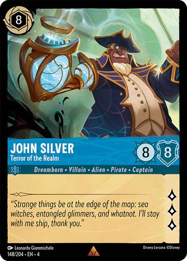 Lorcana - John Silver (Terror of the Realm) - 148/204 - Rare - Ursula' Top Collectibles Lorcana - John Silver (Terror of the Realm) - 148/204 - Rare - Ursula' Top Collectibles