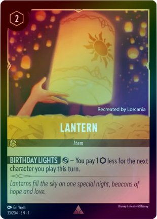 Lorcana - Lantern - 33/204 - Rare (Foil) - The First Chapter (Copy) Top Collectibles Lorcana - Lantern - 33/204 - Rare (Foil) - The First Chapter (Copy) Top Collectibles