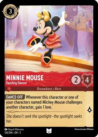 minnie mouse lorcana card - (Dazzling Dancer) - 126/204 - Uncommon 13/204 Property How much is Minnie Mouse