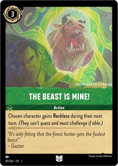 Lorcana - The Beast is Mine! - 99/204 - Uncommon - The First Chapter Top Collectibles Lorcana - The Beast is Mine! - 99/204 - Uncommon - The First Chapter Top Collectibles