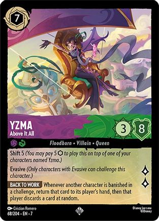 Lorcana - Yzma (Above It All) - 68/204 - Super Rare - Archazia's Islan Top Collectibles Lorcana - Yzma (Above It All) - 68/204 - Super Rare - Archazia's Islan Top Collectibles