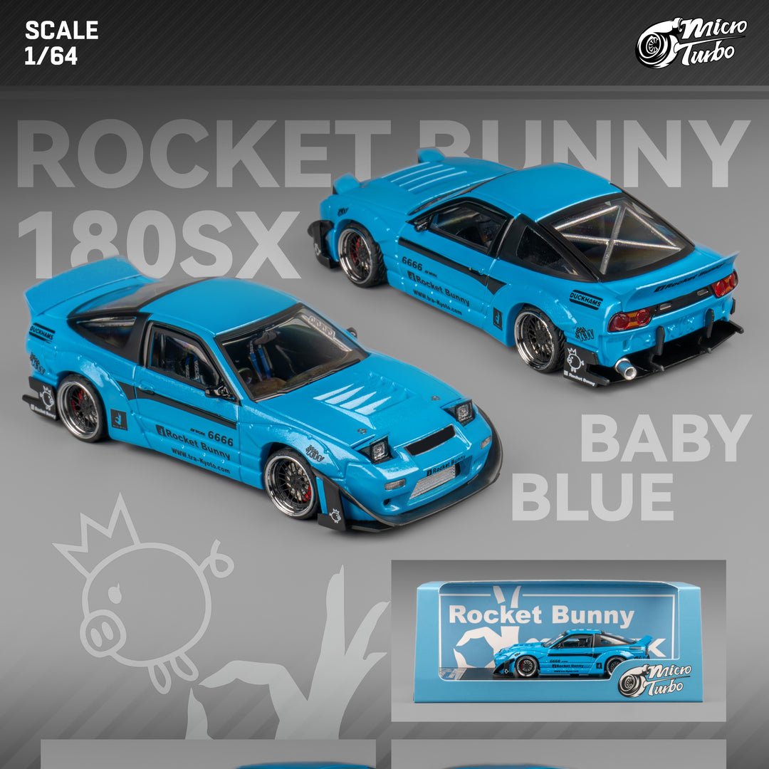 180SX RocketBunny ロケットバニー ミニカー MicroTurbo - Nissan 180SX Rocket Bunny - Metallic Blue – Top
