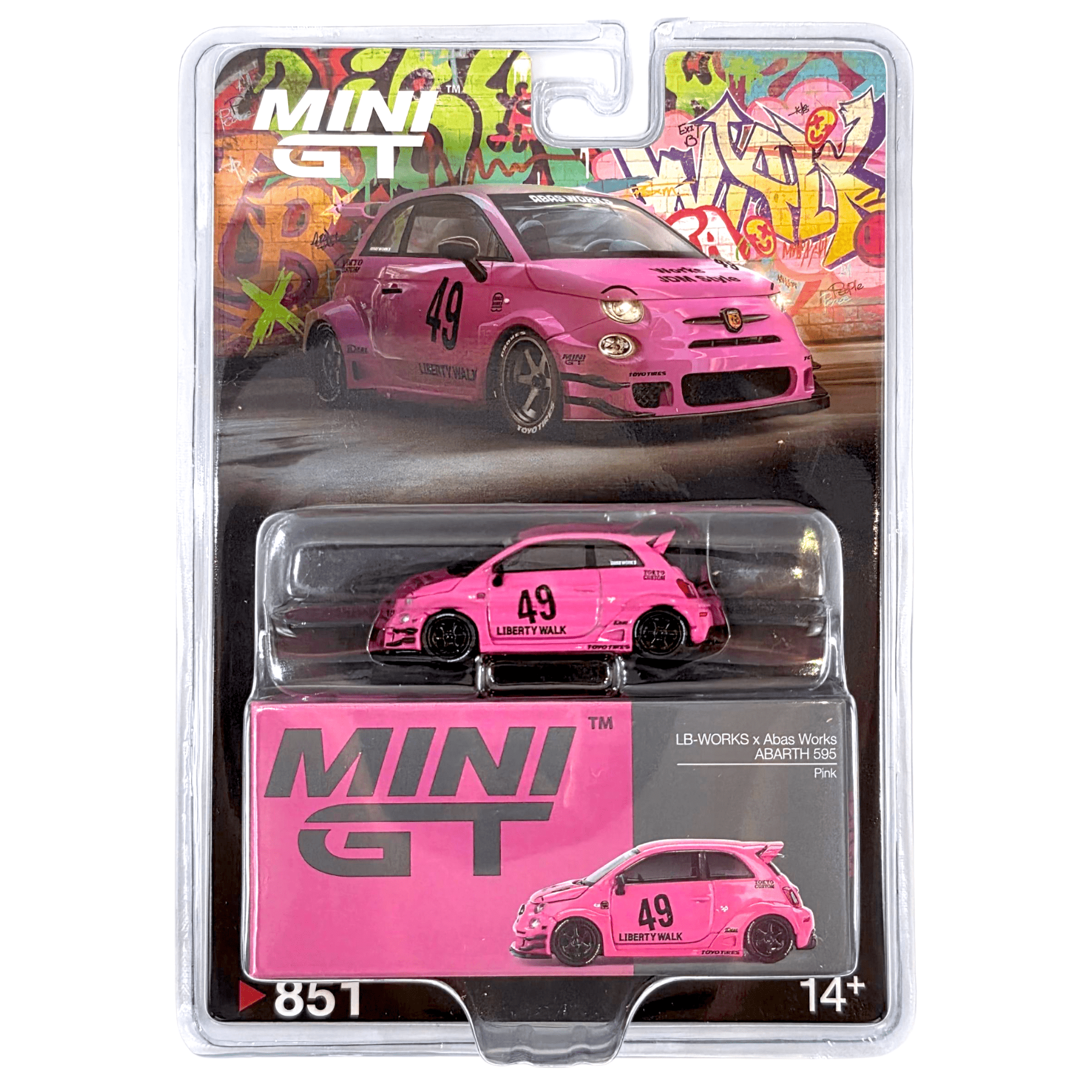Mini GT - ABARTH 595 LB-WORKS x Abas Works – Pink – Top Collectibles
