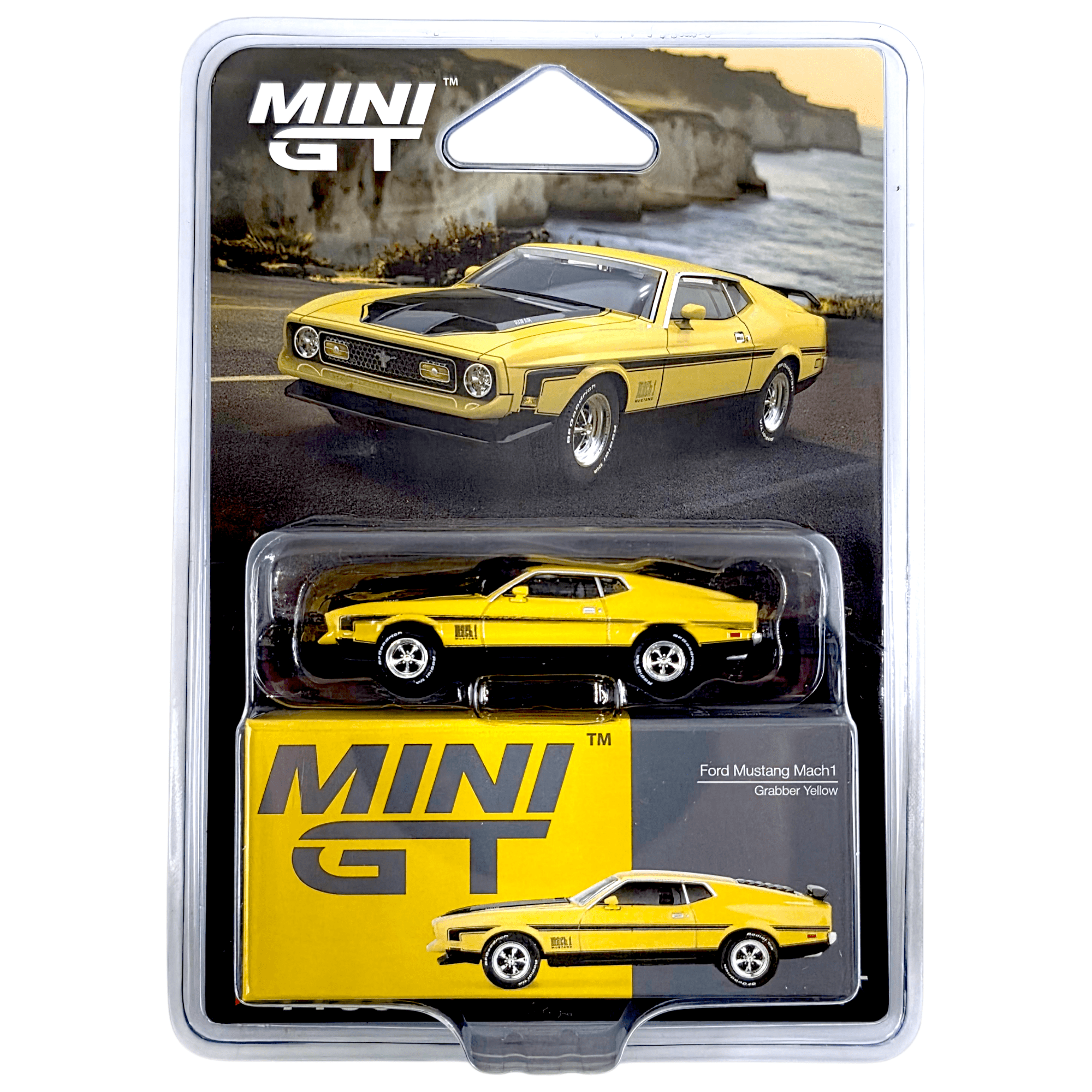 Ford Yellow Mustang 限定版 1/50 Mini GT - Ford Mustang Mach1 – Grabber Yellow – Top Collectibles