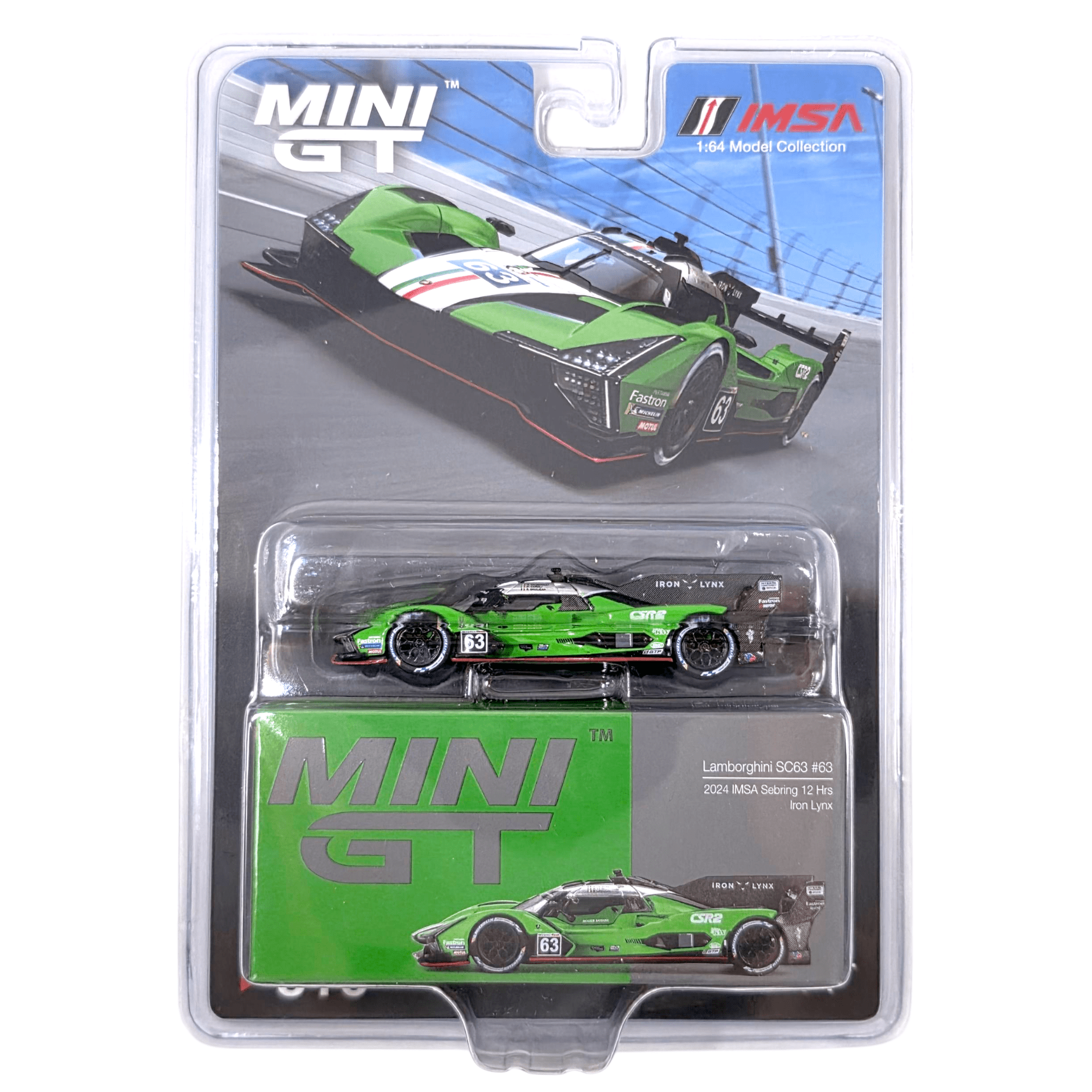 イマン　リンディ　3セット Mini GT - Lamborghini SC63 #63 - Iron lynx 2024 IMSA Sebring 12