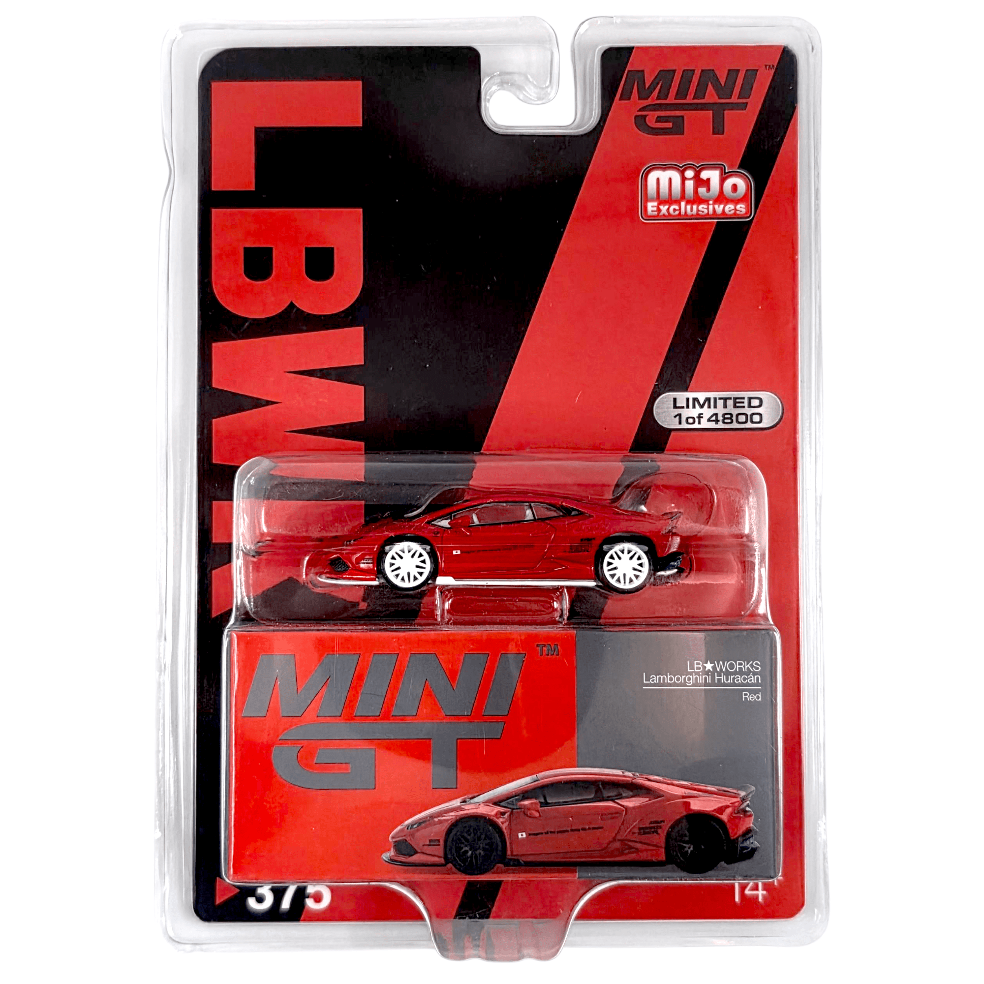 MINI GT LB★WORKS Lamborghini Huracan Red Mini GT - LB Works Lamborghini Huracan - Red *Chase* – Top