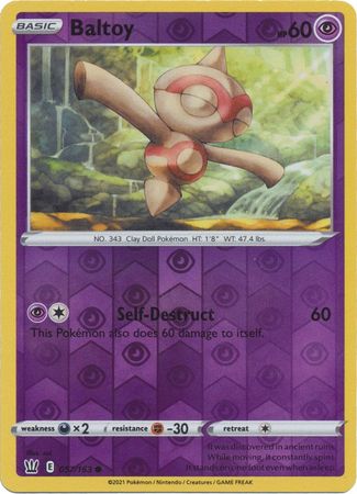 baltoy pokemon card (057/163) [Sword & Shield: Battle Styles] Deck:Quandrix Unlimited winterspell booster box Psychic Sphere Discard all MTG. Kenrith's Transformation. Throne