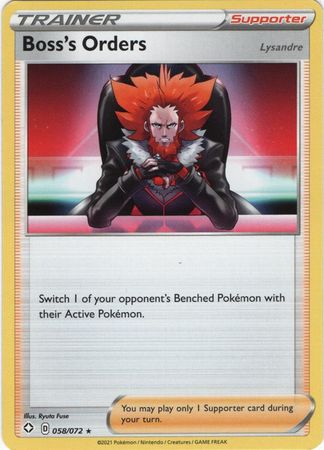 Pokemon - Boss's Orders - 058/072 - Rare - Shining Fates Series  Top  Collectibles
