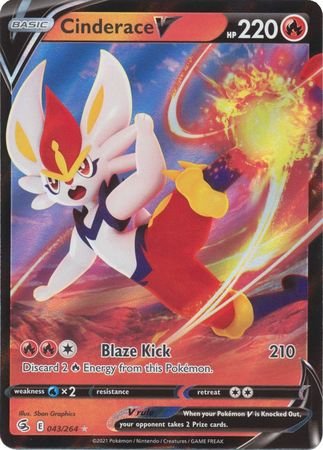 rare cards sword and shield Pokemon - Cinderace V - 043/264 - Ultra Rare