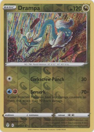 Pokemon - Drampa - 119/203 - Rare Reverse Holo - Sword & Shield: Evolv Top Collectibles Pokemon - Drampa - 119/203 - Rare Reverse Holo - Sword & Shield: Evolv Top Collectibles