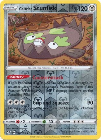 galarian stunfisk pokemon card Pokemon - Galarian Stunfisk - 125/185 - Uncommon Reverse Holo
