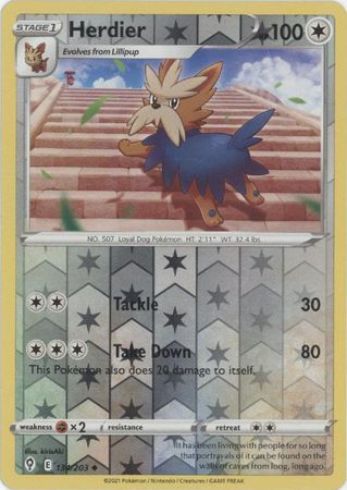 Pokemon - Herdier - 134/203 - Uncommon Reverse Holo - Sword & Shield: Top Collectibles Pokemon - Herdier - 134/203 - Uncommon Reverse Holo - Sword & Shield: Top Collectibles