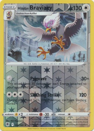 braviary pokemon card price Pokemon - Hisuian Braviary - 132 /189 - Rare Reverse Holo