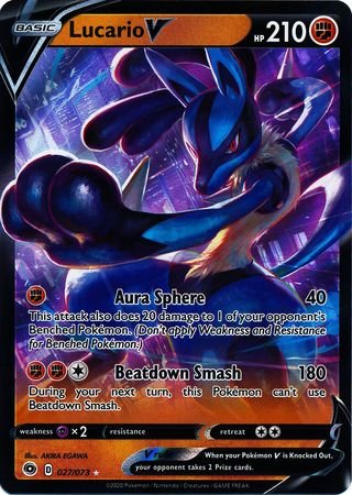 Pokemon - Lucario V - 027/073 - Ultra Rare - Champion's Path Series Top Collectibles Pokemon - Lucario V - 027/073 - Ultra Rare - Champion's Path Series Top Collectibles