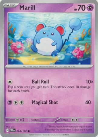 Pokemon - Marill - 064/162 - Common - Scarlet & Violet: Temporal Force Top Collectibles Pokemon - Marill - 064/162 - Common - Scarlet & Violet: Temporal Force Top Collectibles