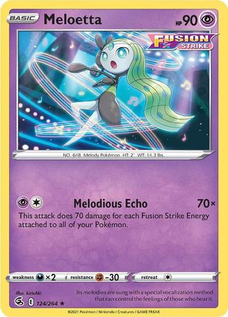 sword and shield fusion strike rare cards Pokemon - Meloetta - 124/264 - Rare