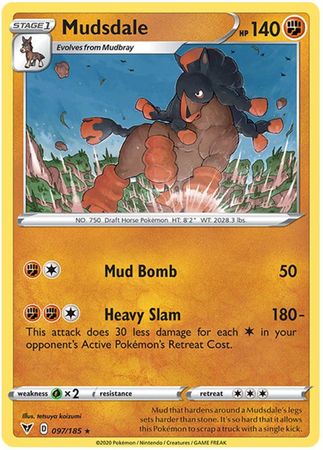 pokemon sword and shield vivid voltage rarest cards Pokemon - Mudsdale - 097/185 - Rare