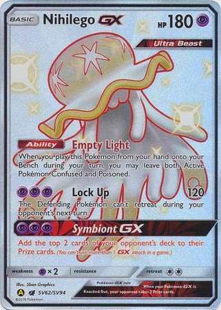 Pokemon - Nihilego GX - SV62/SV94 - Shiny Ultra Rare - Hidden Fates Se Top Collectibles Pokemon - Nihilego GX - SV62/SV94 - Shiny Ultra Rare - Hidden Fates Se Top Collectibles