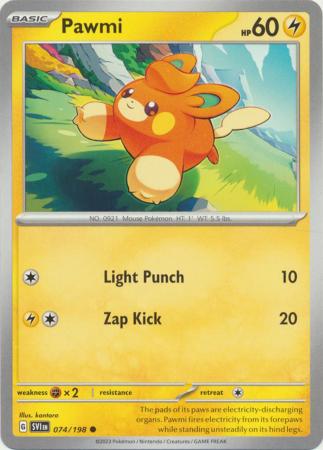 pokemon set with 198 cards Scarlet & Violet Base Common Pawmi #74 HP_280 Preserved in a tamper What to do with Condition - SKU:EX - 35458
