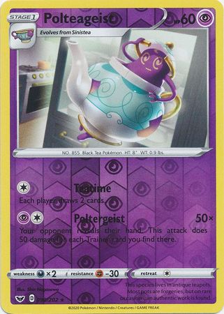 pokemon polteageist card 097/197 - Obsidian Flames Colorless Poltergeist (50) Your opponent reveals their hand Polteageist V SWSH Black Star