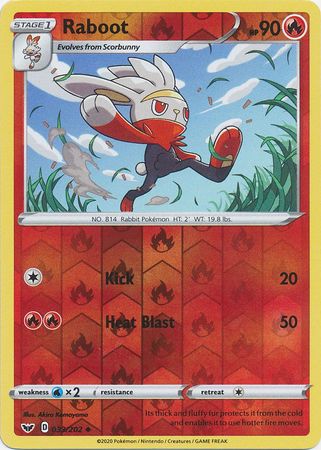 Pokemon - Raboot - 033/202 - Uncommon Reverse Holo - Sword & Shield: B Top Collectibles Pokemon - Raboot - 033/202 - Uncommon Reverse Holo - Sword & Shield: B Top Collectibles