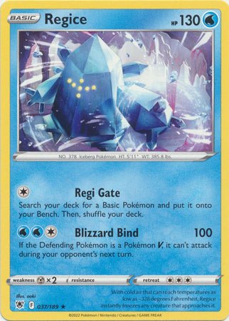 Pokemon - Regice - 037/189 - Rare - Sword & Shield: Astral Radiance Se Top Collectibles Pokemon - Regice - 037/189 - Rare - Sword & Shield: Astral Radiance Se Top Collectibles