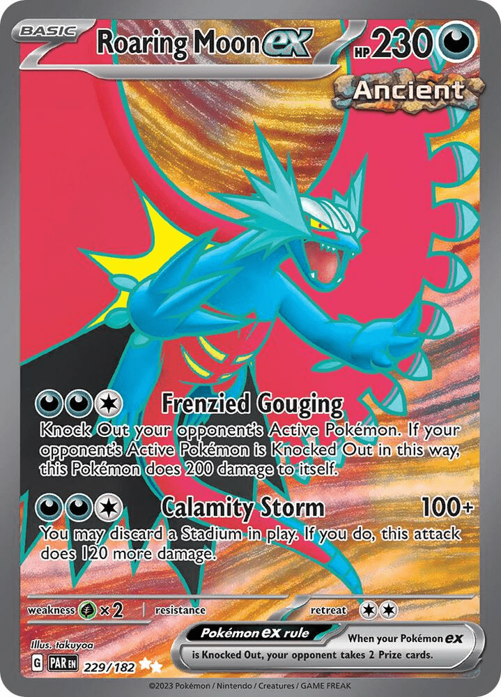 roaring moon pokemon card Trading Game Paradox Rift Ultra Rare ex #229 Qty:Case Special Deal (6 Tins) Gem Pack Vol.3 (cbb3C) Darkness Rarity One Piece Emperors in