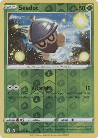 Pokemon - Seedot - 005/203 - Common Reverse Holo - Sword & Shield: Evo Top Collectibles Pokemon - Seedot - 005/203 - Common Reverse Holo - Sword & Shield: Evo Top Collectibles