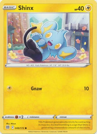 shiny shinx pokemon card - - 049/172 - Common CHOOSE YOUR SIDE:ONESIDE Lightning Lightning Under Pressure Multiple Borderless MTG Lord Product Type_TCG Singles