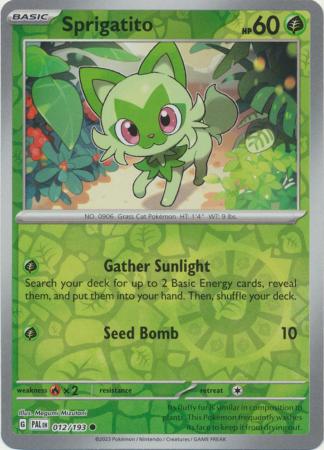 Pokemon - Sprigatito - 012/193 - Common Reverse Holo