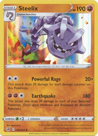 Pokemon - Steelix - 139/264 - Holo Rare - Sword & Shield: Fusion Strik   Top Collectibles