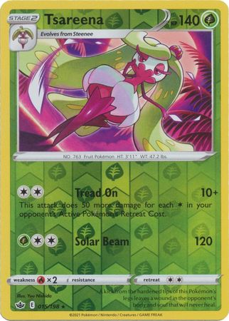 Pokemon - Tsareena - 015/198 - Rare Reverse Holo - Sword & Shield: Chi   Top Collectibles