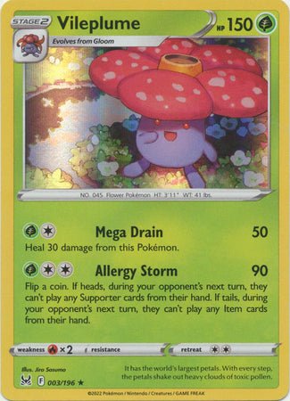 vileplume holographic pokemon card Pokemon - Vileplume - 003/196 - Holo Rare