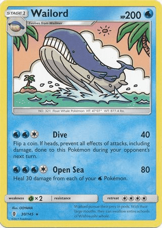 Pokemon - Wailord - 30/145 - Rare - Sun & Moon: Guardians Rising Serie Top Collectibles Pokemon - Wailord - 30/145 - Rare - Sun & Moon: Guardians Rising Serie Top Collectibles