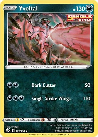 pokemon sword and shield fusion strike rare cards Pokemon - Yveltal - 175/264 - Rare