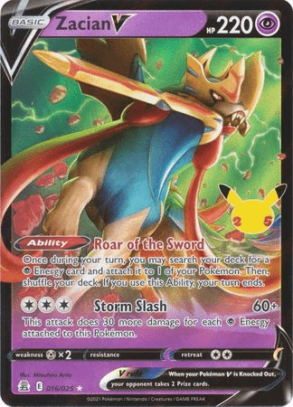 Pokemon - Zacian V - 16/25 - Ultra Rare - Celebrations Series Top Collectibles Pokemon - Zacian V - 16/25 - Ultra Rare - Celebrations Series Top Collectibles