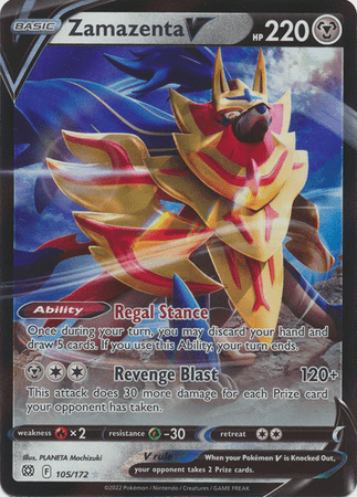 Pokemon - Zamazenta V - 105/172 - Ultra Rare - Sword & Shield: Brillia   Top Collectibles