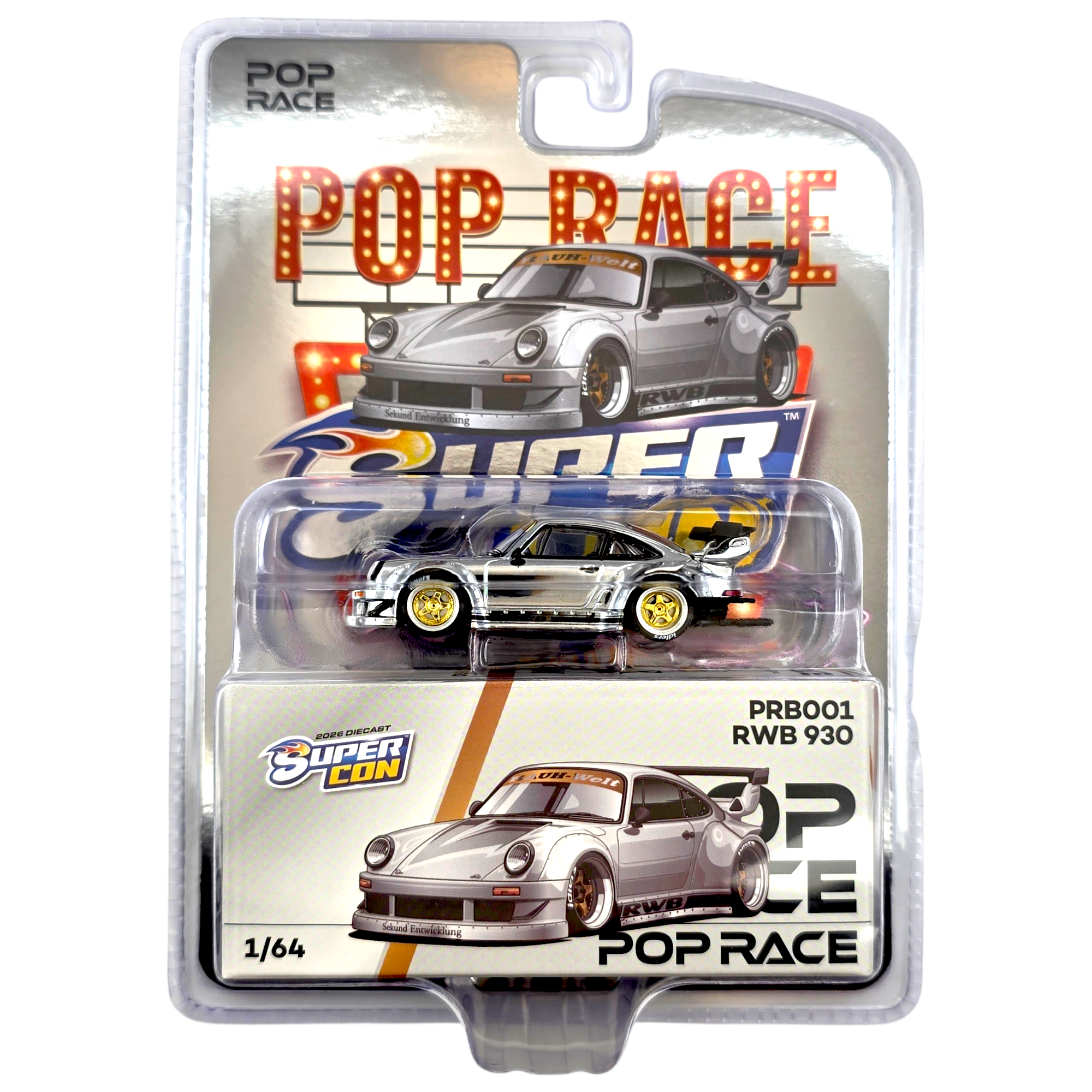 Pop Race - RWB 930 Silver Chrome *Las Vegas Supercon 2026 Edition Pop Race - RWB 930 Silver Chrome *Las Vegas Supercon 2026 Edition