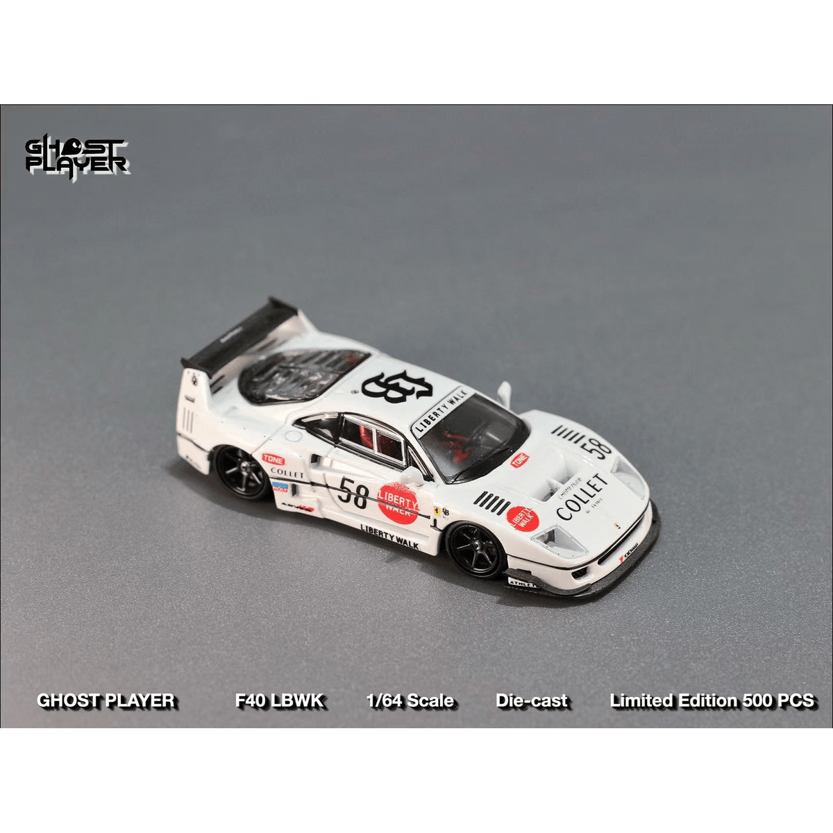 Pre-Order* Ghost Player - LBWK Ferrari F40 - White #58 livery Pre-Order* Ghost Player - LBWK Ferrari F40 - White #58 livery