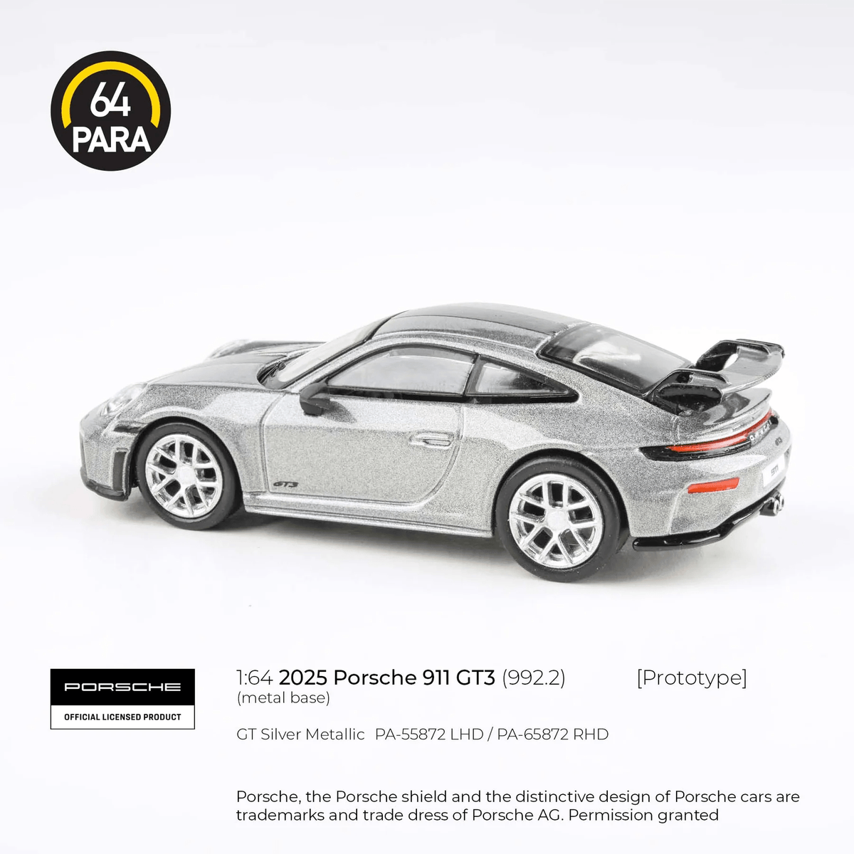 Para64 - 2025 Porsche 911 GT3 (992.2) - GT Silver Metallic – Top Para64 - 2025 Porsche 911 GT3 (992.2) - GT Silver Metallic – Top