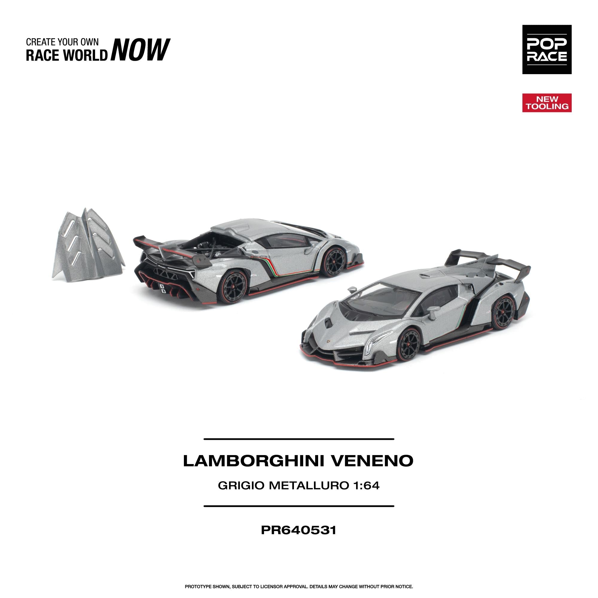 Pre-Order* Pop Race - Lamborghini Veneno - Grigio Metalluro *New