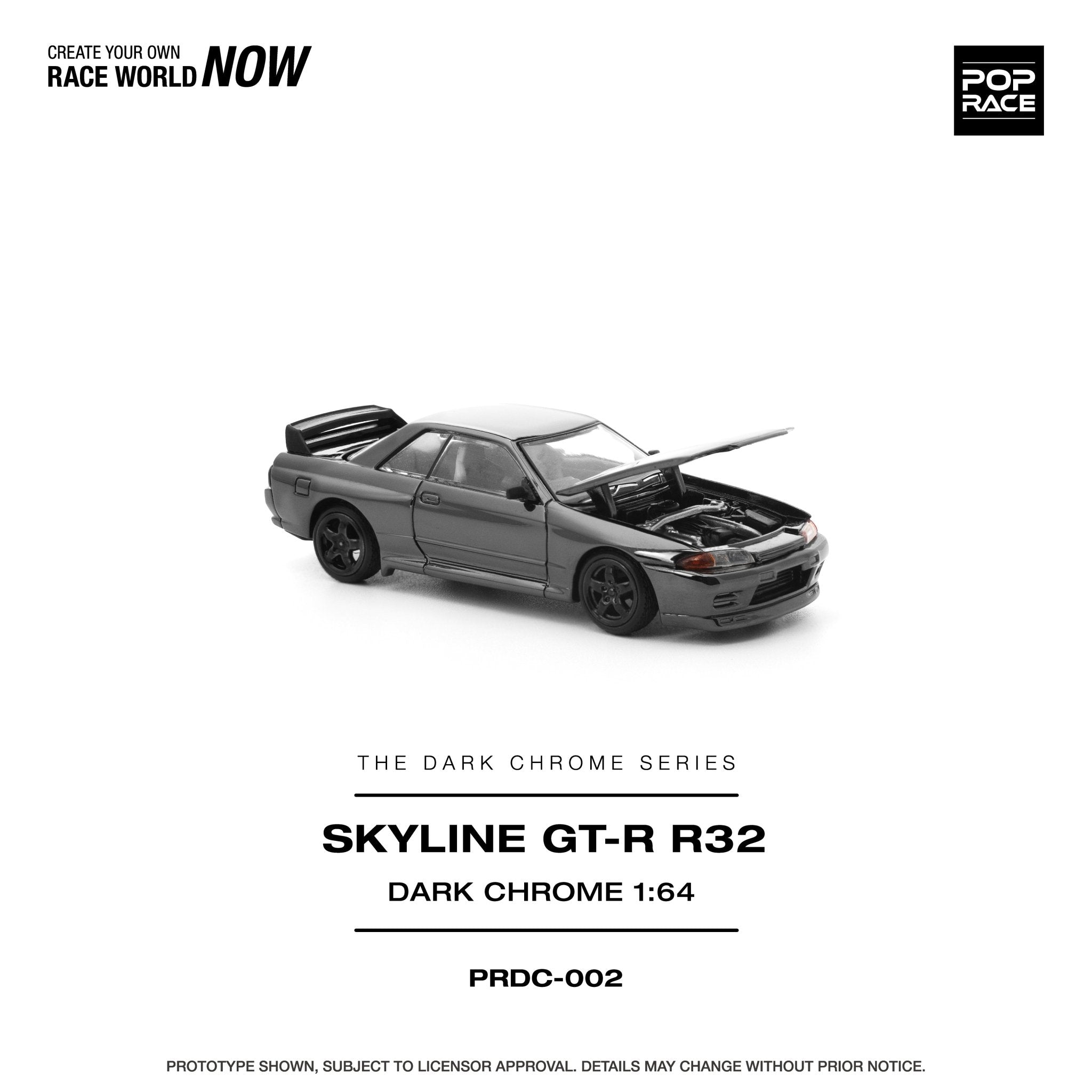 Pre-Order* Pop Race - Nissan Skyline GT-R R32 - The Dark Chrome