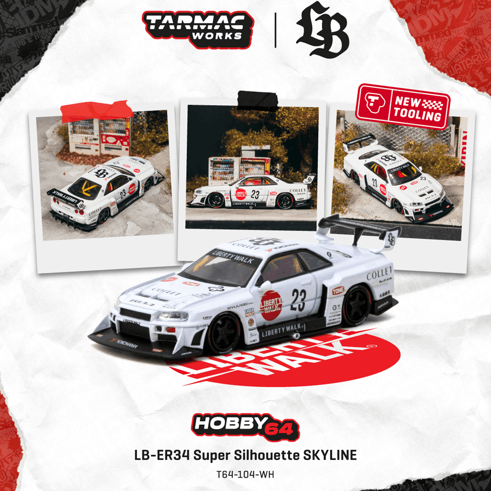 1/43 ターマック LBWK ER34 スーパーシルエット スカイライン 白 Pre-Order* Tarmac Works - LB-ER34 Super Silhouette SKYLINE White